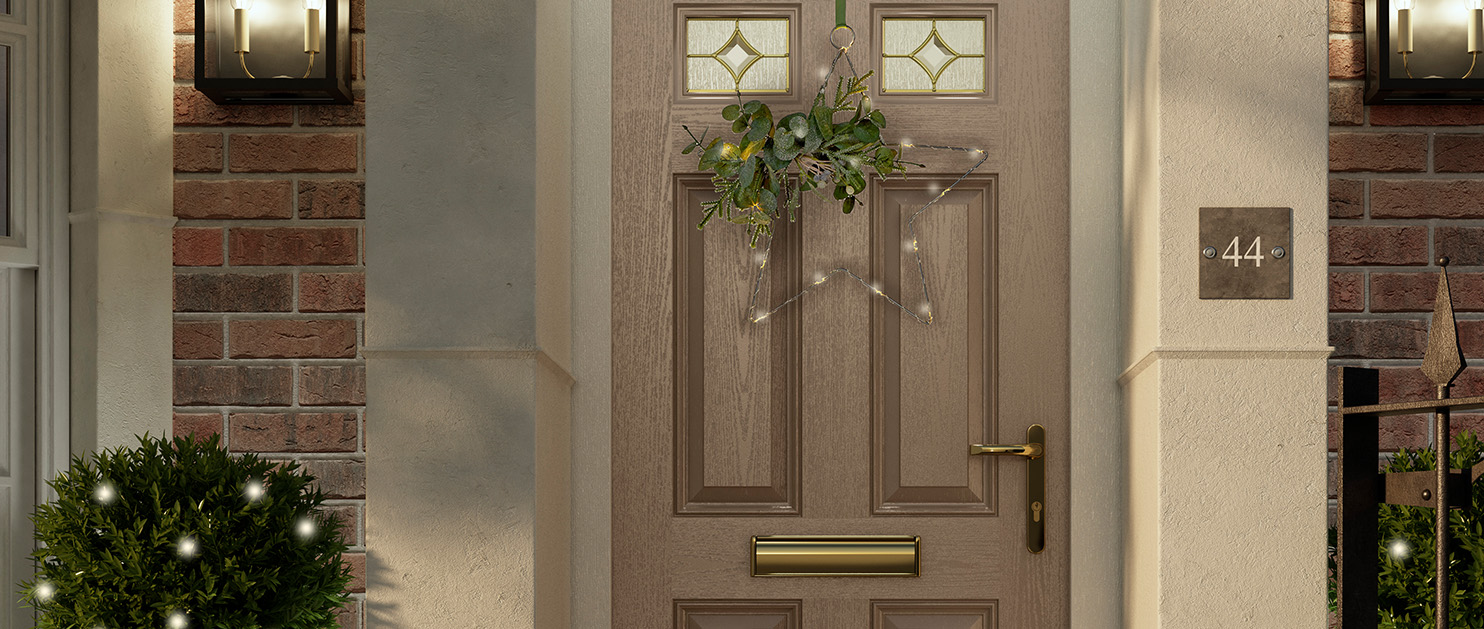 Hanging a Christmas wreath